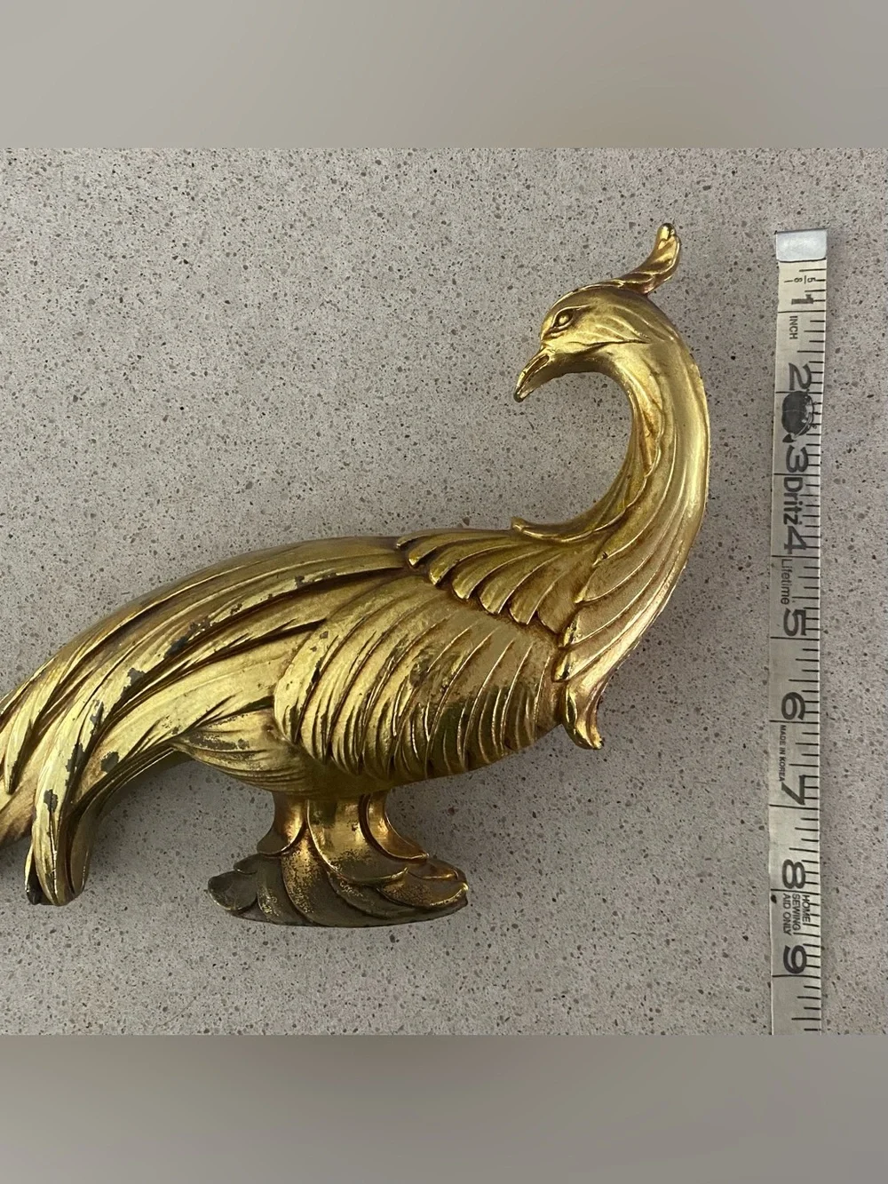 Vintage Syroco Gilt Gold Peacock Wooden Figurines Set of 2